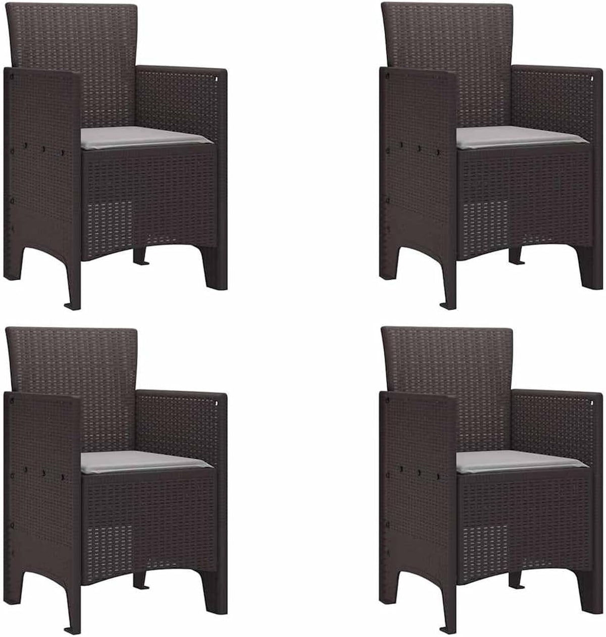 Gecheer 5-Piece Garden Dining Set with Cushion, Brown Poly Rattan, Outdoor Dining Group, Weatherproof Seating Group, Dining Table, Chairs for Patio, Garden, Balcony, 3378539 - QUORE
