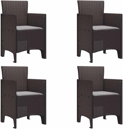 Gecheer 5-Piece Garden Dining Set with Cushion, Brown Poly Rattan, Outdoor Dining Group, Weatherproof Seating Group, Dining Table, Chairs for Patio, Garden, Balcony, 3378539 - QUORE