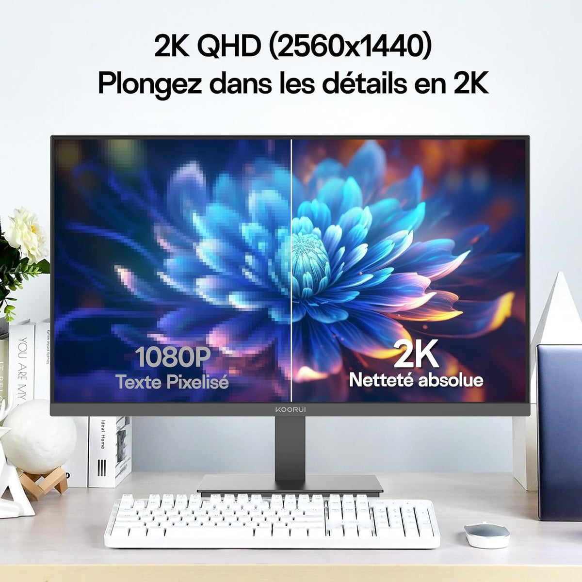 KOORUI 27 inch QHD, IPS Panel 100 Hz, 95% DCI-P3, MPRT 1ms, AMD FreeSync, HDMI 2.0 + DP1.4, Tilt and VESA Compatible, Ideal for Home Work and Entertainment, Black - QUORE