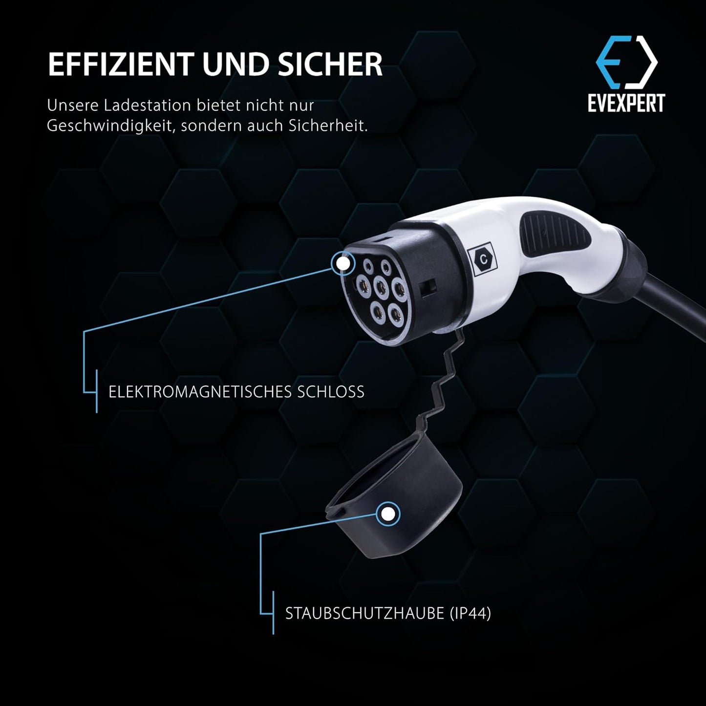 Eveline Max I/II, 3,7-22kW Smart Tragbare EVSE EV Auto Ladegerät Typ2 | SCHUKO/CEE 5-Pin (RCD FI A-EV) | EV typ 2 laadkabel 16-32A | 1/3-fasig (3-Phasig 16 A / 11 kw / 5m)
