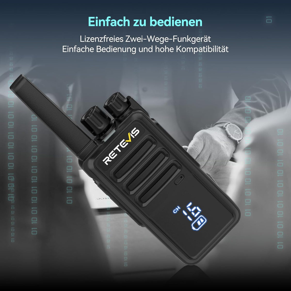 Retevis RT668H Walkie Talkie Active View-display, met 10-Weg Oplader, Oplaadbare Walkie-Talkie VOX, USB-C, PMR446 Professionele Tweewegradio met Oortelefoon voor Hotel, Beveiliging (Zwart, 10 Stuks)