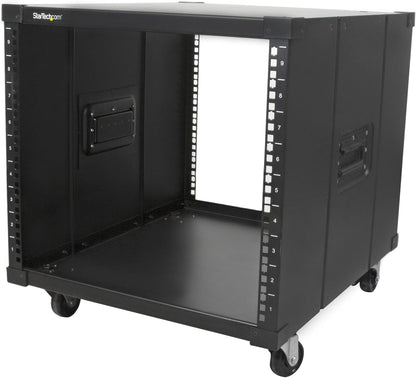 StarTech.com 4-Post 9U Mobiel Open Frame Server Rack, 19" Patchkast met Wielen en 4 Stijlen voor Thuis / Kantoor / Beperkte Ruimtes, Kleine Serverkast voor Computer / AV / Netwerk Apparatuur (RK960CP)