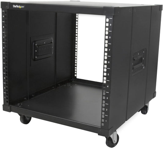 StarTech.com 4-Post 9U Mobiel Open Frame Server Rack, 19" Patchkast met Wielen en 4 Stijlen voor Thuis / Kantoor / Beperkte Ruimtes, Kleine Serverkast voor Computer / AV / Netwerk Apparatuur (RK960CP)