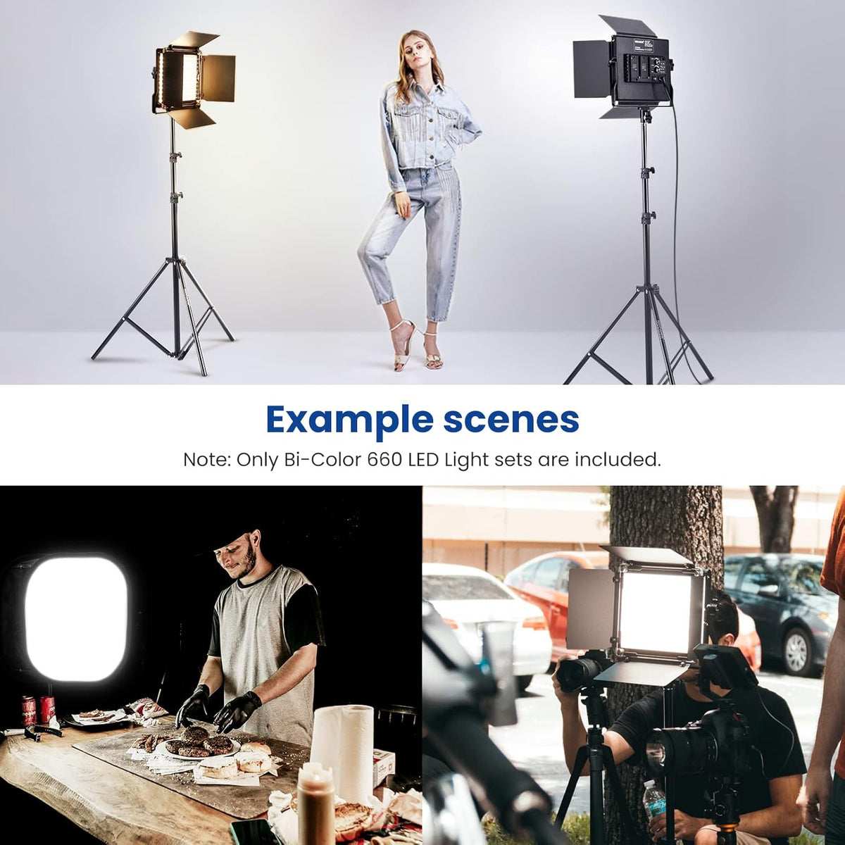 2-Delige Tweekleurige LED-videolichtset – Studiolamp – Fotolamp – Videolamp – LED Lamp – Tweekleurig 3200-5600K En CRI 96+ – Inclusief 2 Verstelbare Lichtstatieven Tot 200 Cm