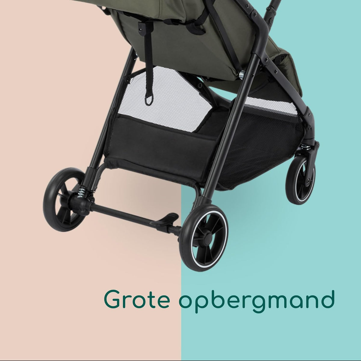 Bebeconfort Azur, Compacte Kinderwagen, 0-3 jaar (15 kg), Lichtgewicht Kinderwagen, Automatisch Inklappen met één Hand, Naadloos Verstelbaar Naar Vlakke Ligstand, Grote Mand, Mineral Green