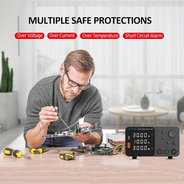 Instelbare DC-Voeding - 30V - 5A - 150W - Variabele Schakelfunctie en 4-cijferig LED-Display - Gestabiliseerde voeding - Spanningsregelaar schakelaar - QUORE