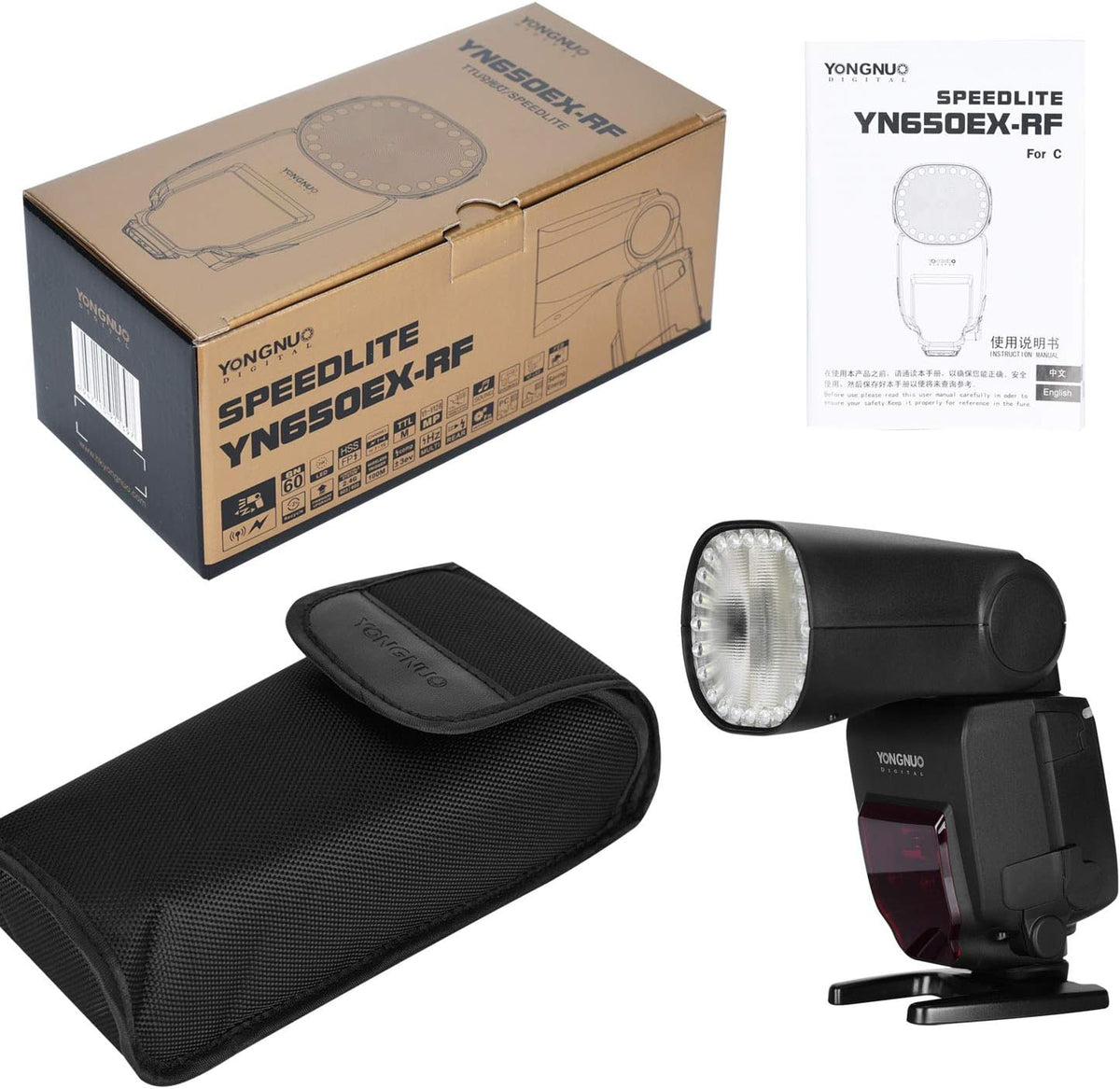 Yongnuo YN650EX-RF Draadloze Flash Speedlite, GN60 24 stks LED lamp Kralen TTL HSS, Master Slave Flash met ingebouwd 2.4G RF-systeem, voor Canon DSLR Camera