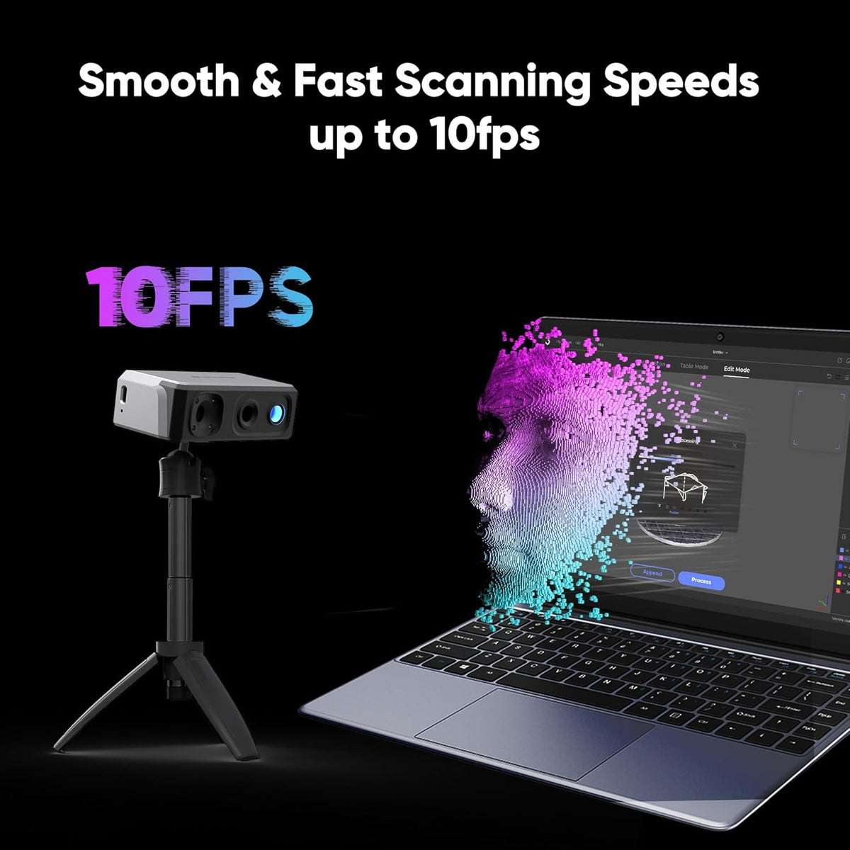 3D-scanner, 24-bits kleurencamera, optische lenzen met anti-shake functie, 0,01 mm nauwkeurigheid en 10 FPS scansnelheid, draagbare 3D-scanner voor 3D-printen, 3DMakerpro Seal Premium Kit