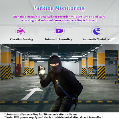 VSYSTO 4.5 Inch Screen WiFi Motorcycle Camera, Waterdichte HD 1080P Selfie camera voor en achteruitkijkcamera 150° groothoek motor dash cam, parkeren bewaking, GPS (F4.5Pro)
