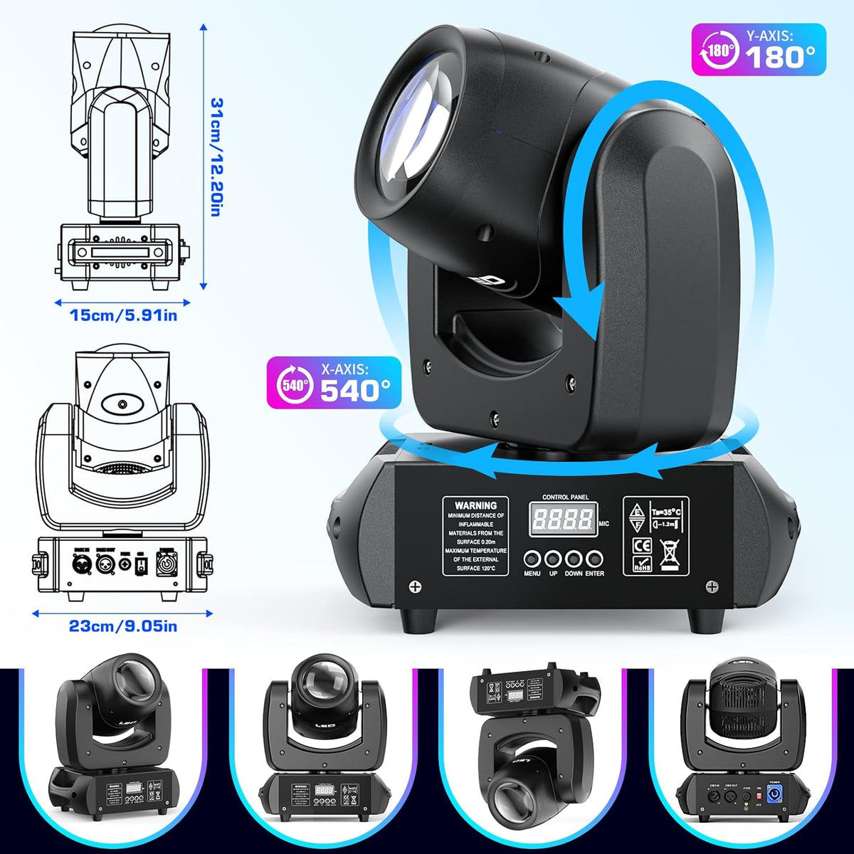 Movinghead – Moving Head Spot – Moving Head Licht – Podiumverlichting – DJ Verlichting – 100W RGBW LED – 18 Prismalens & DMX 11/13CH