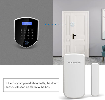 Wolf-Guard WM2GR-P WiFi en GSM 433 MHz veiligheidsalarmsysteem met huisdiervriendelijke bewegingsmelder, batterij-arme deurdeursensor, RFID-tag