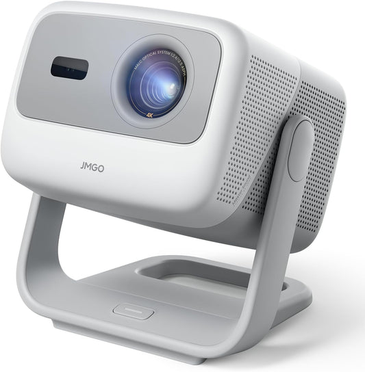 JMGO N1S 4K Mini Projector, Triple Laser, 1100 ISO Lumen, Instant Gimbal Autofocus, Google TV, Netflix, 110% BT.2020, HDR10, 10W Dolby Audio, 3D Blu-ray, 200" voor buiten, gaming en feestjes