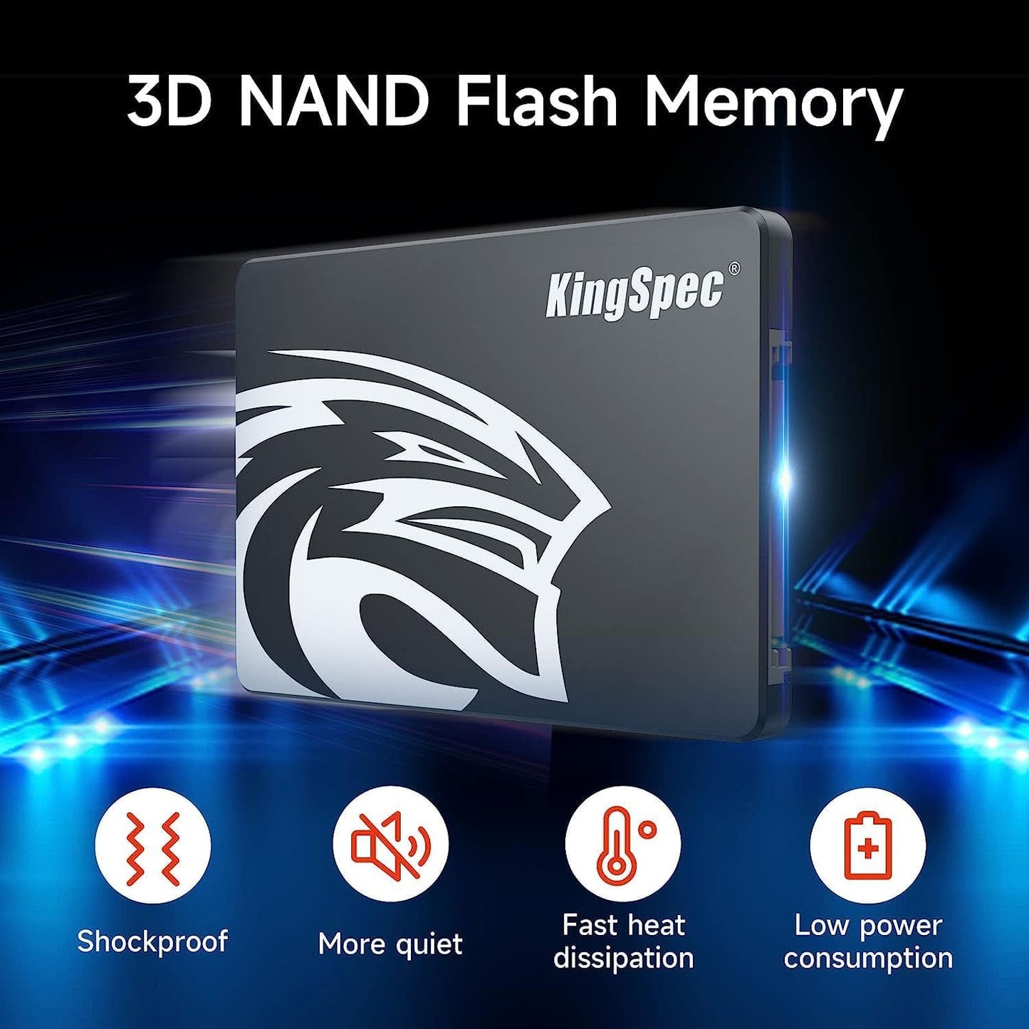 KingSpec 2TB 2,5” SATA SSD harde schijf Interne SATA 3 SSD 3D NAND Flash, compatibel met desktop/laptop