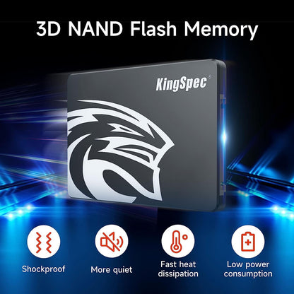 KingSpec 2TB 2,5” SATA SSD harde schijf Interne SATA 3 SSD 3D NAND Flash, compatibel met desktop/laptop