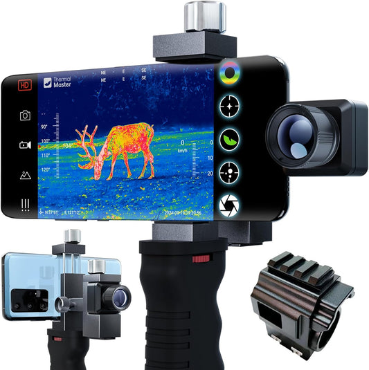 Warmtebeeldcamera voor Phones T2 Pro warmtebeeld-monoculair voor jacht 1579 yards 15 x zoom warmtebeeldverrekijker met tactische handgreep en Scope Mount (T2 Pro-Android)