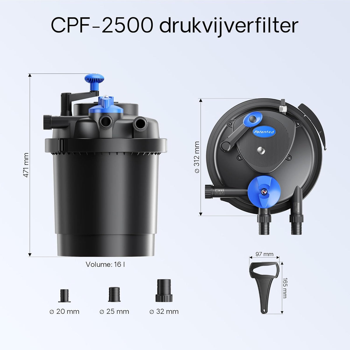 SunSun CPF-2500 set tot 6000 l UVC 11 W NEO2800 pomp slang vijverfilterset
