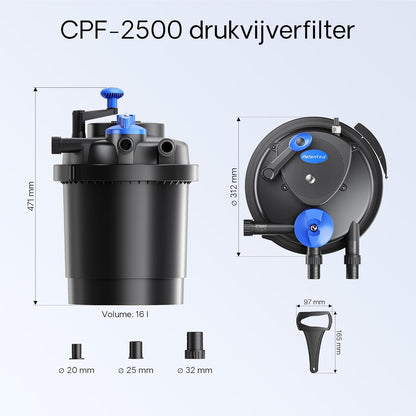SunSun CPF-2500 set tot 6000 l UVC 11 W NEO2800 pomp slang vijverfilterset