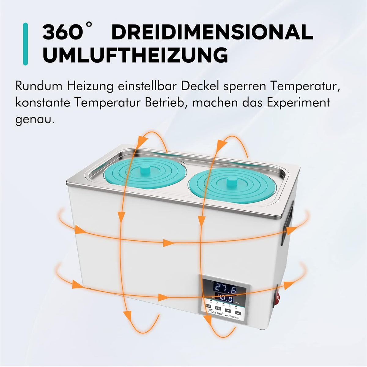 Digitaal Laboratoriumwaterbad 6 Liter – Laboratorium Waterbad – Thermostatisch Waterbad – Digitaal Waterbad – Verwarmingsbad – Nauwkeurige Thermostaat ±0,1 °C – Dubbele Opening, Roestvrij Staal