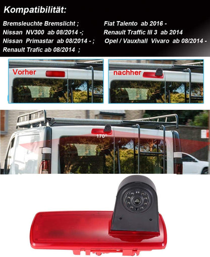 Auto derde dak Top Mount remlicht camera remlicht achteruitrijcamera vervanging voor Renault Traffic 3 FIAT Talento Nissan NV300 Primastar Opel Vauxhall vivaro + 7 inch LCD TFT Monitor HD