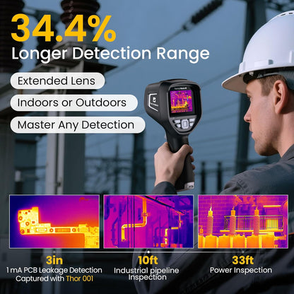 Warmtebeeldcamera Thor002 Infraroodcamera Super Resolutie 512 x 384 3,5 inch IPS-Scherm met 2M pixels visuele camera, -20 °C - 550 °C voor industriële en huisinspecties