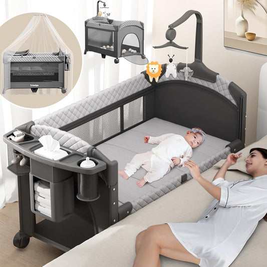 Opvouwbaar babybedje & reisbed & bijzetbed – Draagbaar babybed hoogteverstelbaat, draagbaar & eenvoudig op te bergen, incl. speelgoed, verschoontafel en muggennet – Cadeau voor jonge ouders