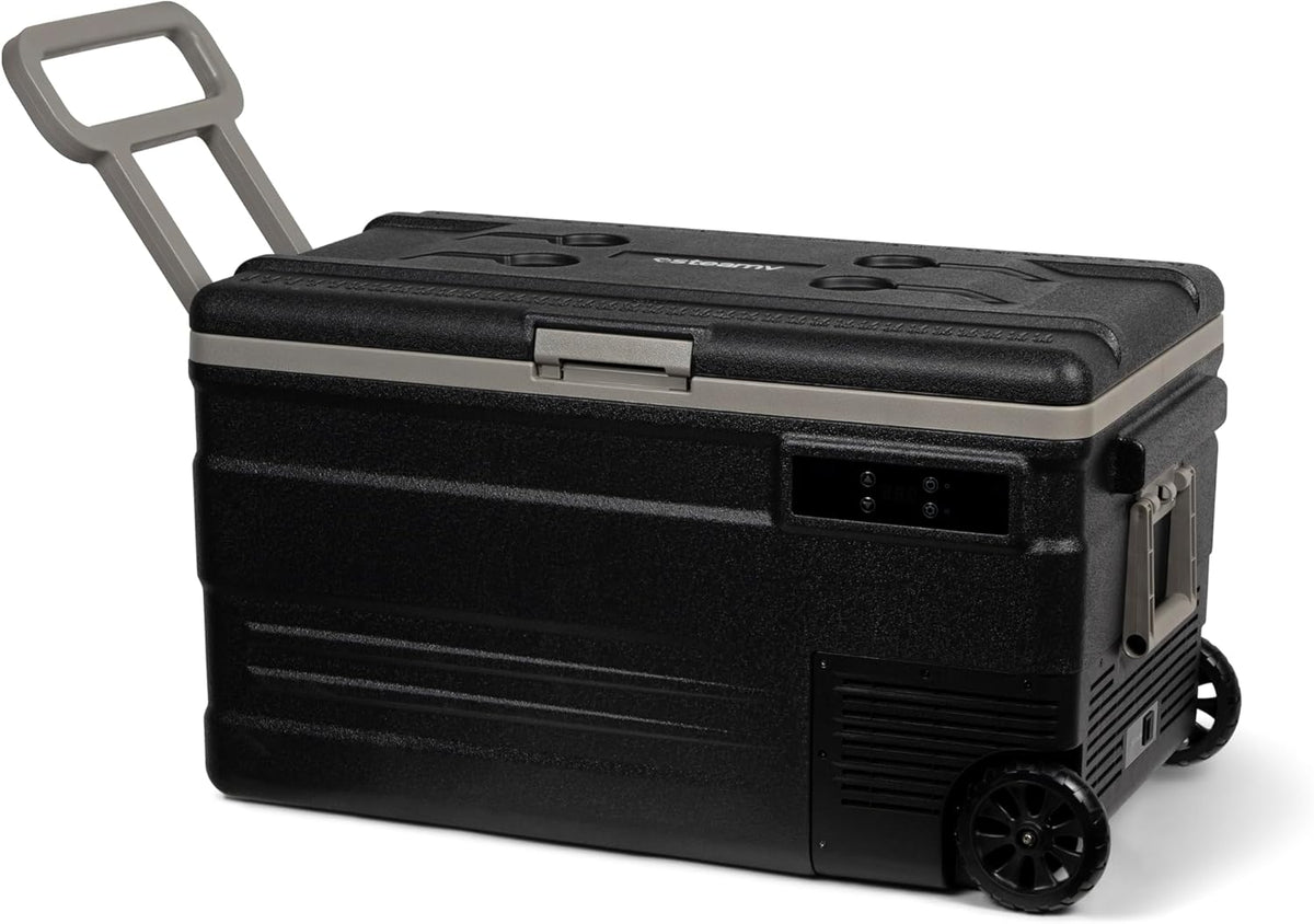 Steamy-E Single Zone 75 Roller, Elektrische Compressor Koelbox op Wielen, 74 Liter, Zwart, 12V/230V, voor vriezen en koelen van -20 tot +20, ideaal voor op de camping