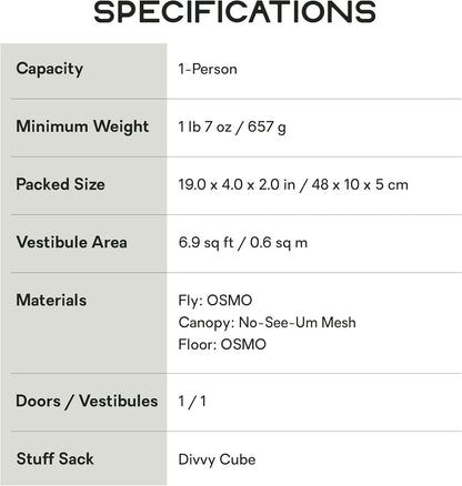 NEMO Apparatuur Hornet Elite OSMO Ultralight Backpacktent - Aluminium/Stormachtige Nacht - 1-Persoon