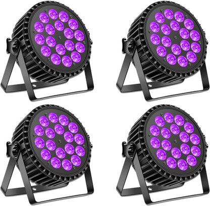 Par LED UV RGB Luci Palcoscenico Discoteca DJ Faretti 18 LED Par DMX Auto Sound 200W, 8CH Alluminio Fari LED Effetti Luce Stroboscopica Discoteca DJ voor Festa Show Halloween Natale-4