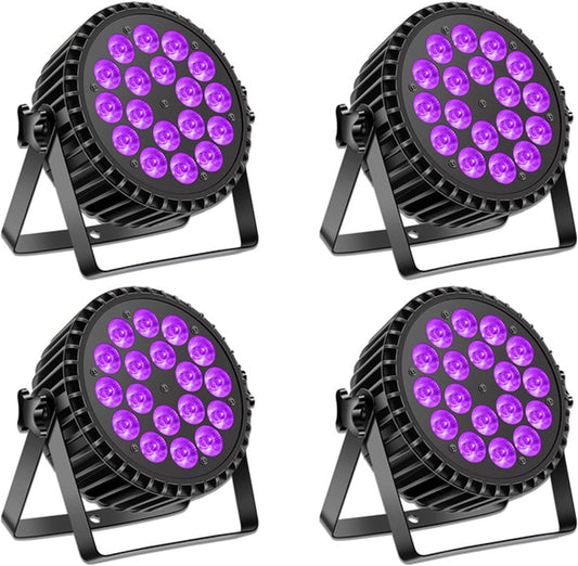 Par LED UV RGB Luci Palcoscenico Discoteca DJ Faretti 18 LED Par DMX Auto Sound 200W, 8CH Alluminio Fari LED Effetti Luce Stroboscopica Discoteca DJ voor Festa Show Halloween Natale-4