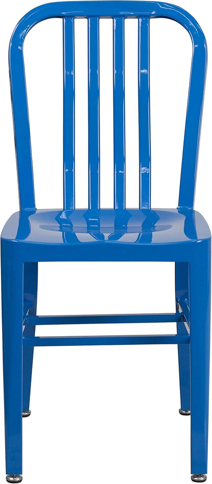 Flash Furniture Commerciële stoel voor binnen en buiten, van metaal, 2 stuks, blauw