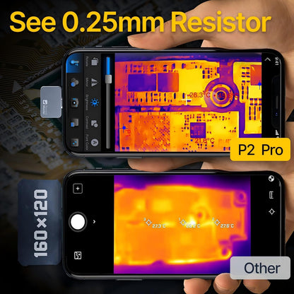 Warmtebeeldcamera Android P2 Pro infrarood camera met macrolens warmtecamera 256 x 192 Super IR resolutie 512 x 384, 1112 °F temperatuurmeting 15x zoom kleinste thermocamera 9 g (P2 Pro