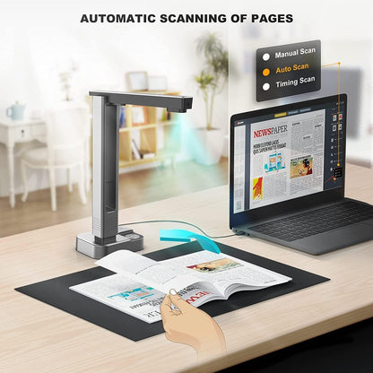 JOYUSING 16 MP boek- en documentscanner, 2e generatie automatische afvlak- en loslooptechnologie, A3, A4, OCR, conversie naar PDF/Word/Txt/Excel op Windows en PDF