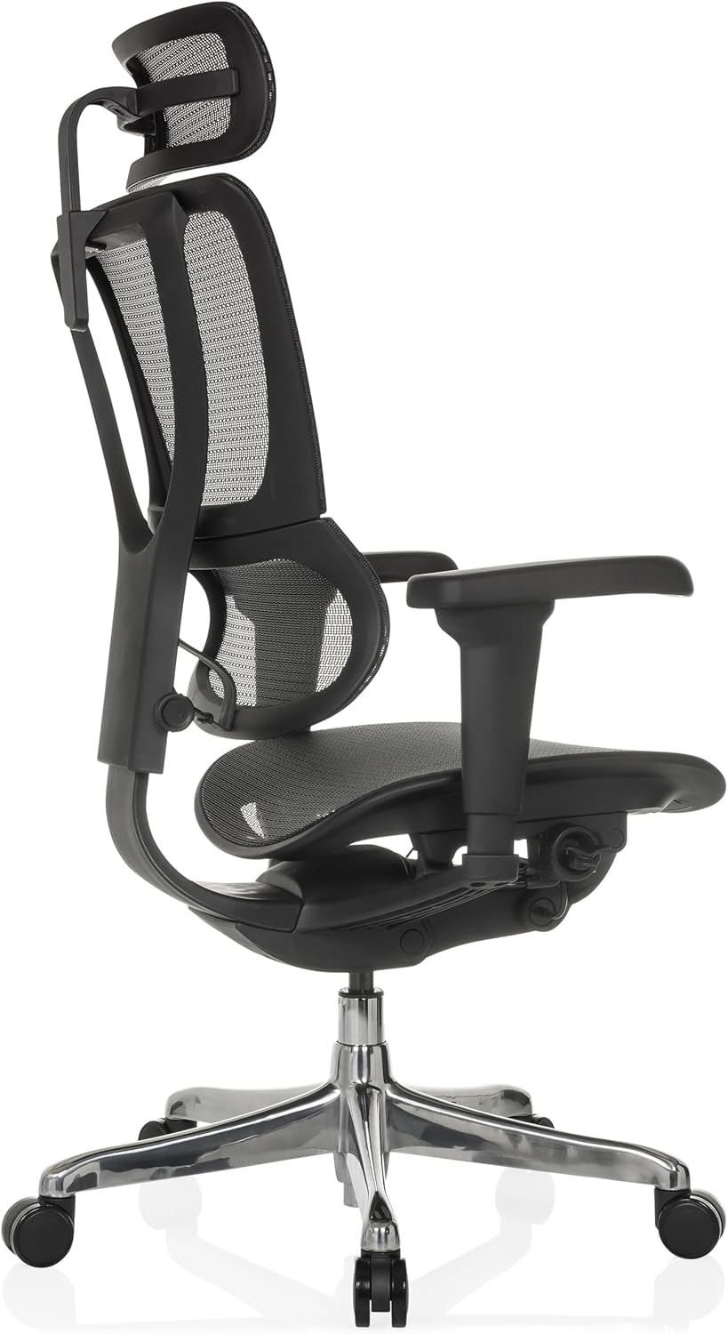 hjh OFFICE Ergonomische Ergohuman Slim Ultra GEN2 Bureaustoel met flexibele lendensteun, netbespanning, zwart