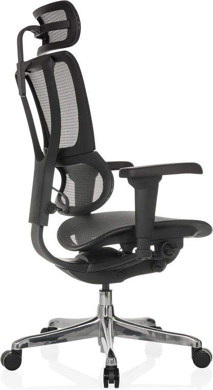 hjh OFFICE Ergonomische Ergohuman Slim Ultra GEN2 Bureaustoel met flexibele lendensteun, netbespanning, zwart
