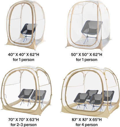 EighteenTek Sporttent - Instant Tent Shelter - Outdoor Bubble Tent 1-6 Persoon - Regentent Camping Zonoverkapping Pop Up - Helder, Patent Beschermd Ontwerp