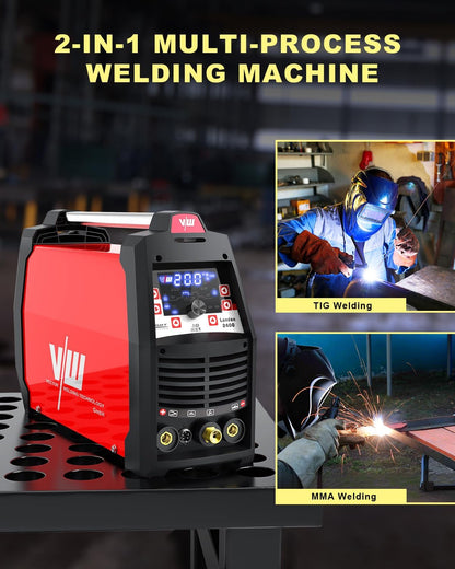 TIG lasapparaat AC DC met 200a en elektrode lasfunctie 170a | Aluminium lasapparaat - pulsfunctie - gas voor- & nastroom - stroom omhoog & omlaag - taakgeheugen - London 2400 van Vector Welding