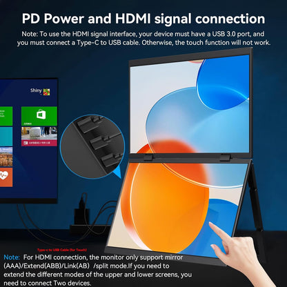 Kenowa Touch Screen Dual Portable Monitor, 15.6 Inches, Foldable Dual Screen, 100% sRGB, IPS Extension, Foldable Monitor with Mini HDMI/USB-C/Speaker, for Laptop/PC/Phone/Mac/PS4/Switch - QUORE