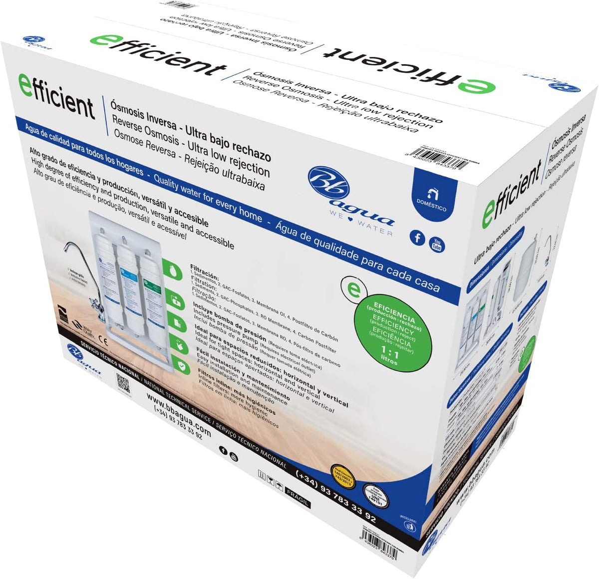 Omgekeerde osmose systeem – Waterfilter – Drinkwaterfilter – Drinkwatersysteem – Keukenfilter – 4-Traps Filtratie – Inclusief Drukpomp