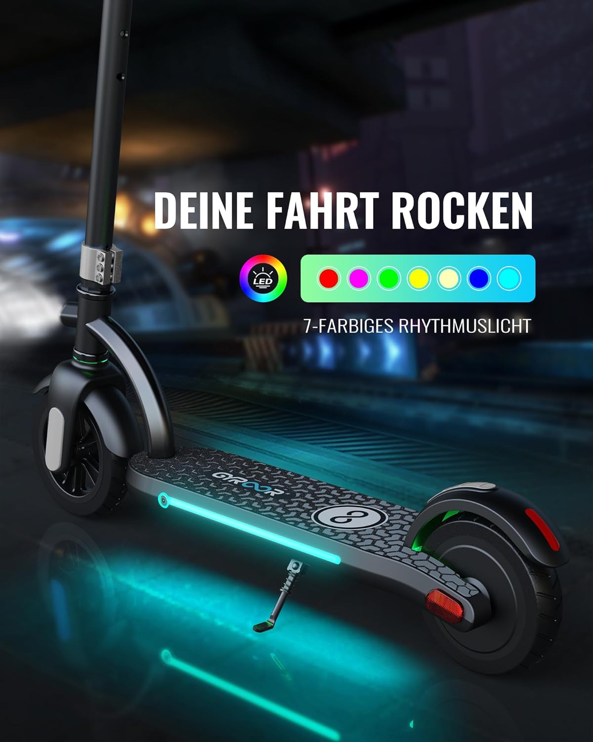 Gyroor H40 Elektrische step voor kinderen, 180 W motor, 10 MPH led-display, kleurrijke lichten, verstelbare hoogte, voor kinderen van 8 tot 12 jaar