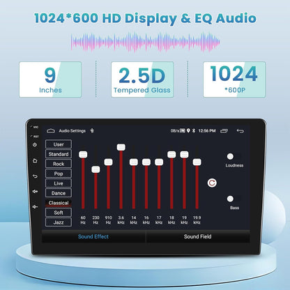 Autoradio – Android Radio – Multimedia Systeem – Inbouw Radio – 2DIN Speler – 9 Inch HD Touchscreen – Draadloze CarPlay & Android Auto