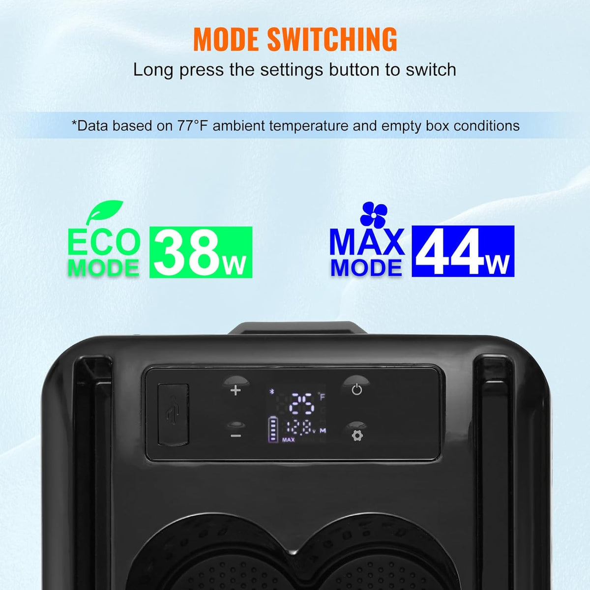 VEVOR Koelbox van 12 volt voor de armleuning van de auto, draagbare vriezer met een zone, 15 l, instelbaar bereik van -20 °C tot 20 °C, 12/24 V gelijkstroom en 100-240 V wisselstroom