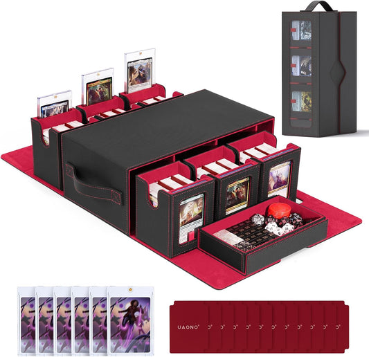 Commander Deck Box voor MTG, 6-decks, modulaire kaartenetui met kubushouder voor 600+ dubbele hulskaarten, afneembare verzamelkaartenopbergdoos met 6 35PT magnetische kaarthouders voor TCG
