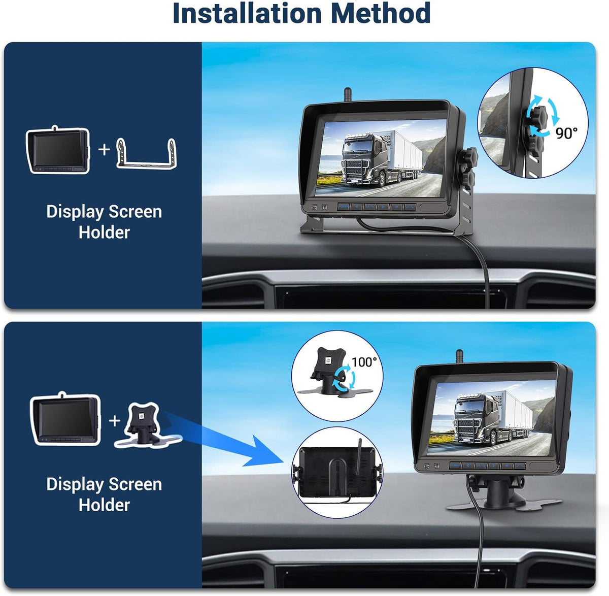 Hikity draadloze digitale achteruitrijcamera met 7 inch touchscreen met nachtzicht 1080P HD IP68 waterdichte camera voor auto/camper/vrachtwagen/SUV