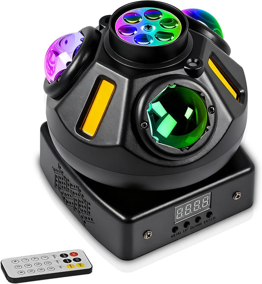 Podiumlicht met bewegende kop, 60 W, bewegende kop, led RGBW 4-in-1 DMX512, 19CH partylicht, geluidsgeactiveerd lichteffect, discolicht met afstandsbediening, voor DJ, bar, verjaardag, club, bruiloft