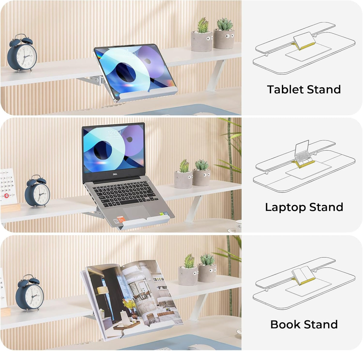 COMHOMA Height Adjustable Desk, Electric, 120 x 60 cm, with Drawers, Monitor Stand, Tablet Stand, with 3 Heights Memory Control, White