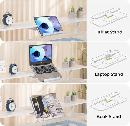 COMHOMA Height Adjustable Desk, Electric, 120 x 60 cm, with Drawers, Monitor Stand, Tablet Stand, with 3 Heights Memory Control, White