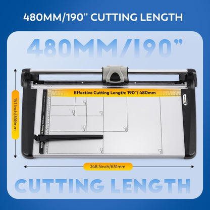 A3 Industriële Papiertrimmer – Papiersnijder – Papier Snijmachine – Guillotine – Roterende Papiersnijder – 480 mm Snijlengte – Tot 15 Vellen