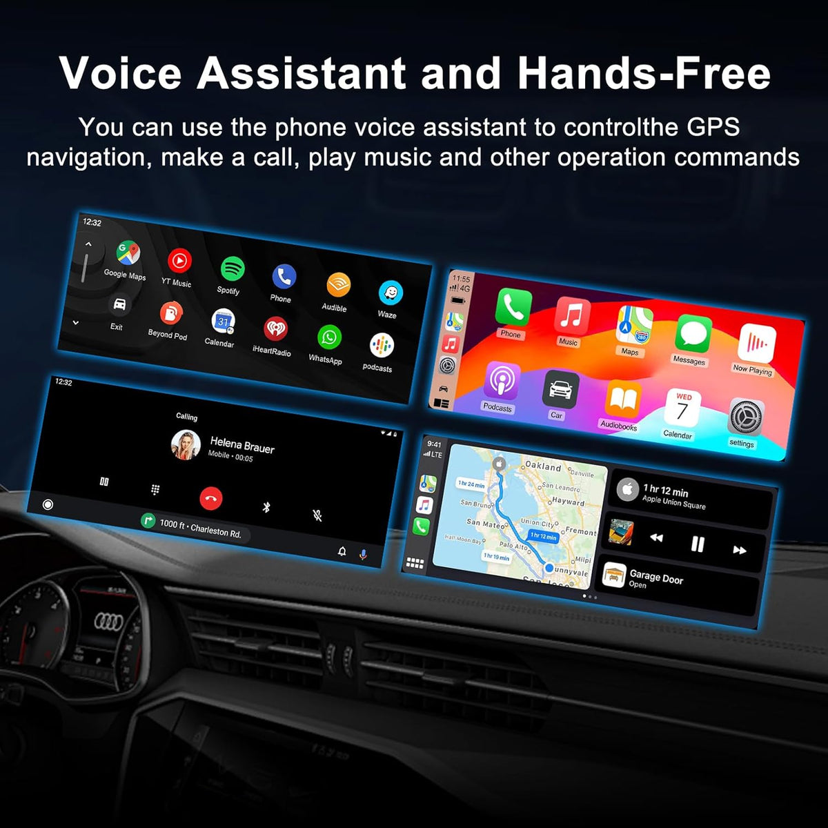 EZoneTronics 10,26 inch Carplay Display & Android Auto Display, Wireless Carplay Autoradio met GPS Navigatie 4K Dashcam Achteruitrijcamera Bluetooth Voice Control IPS Touchscreen Mirror Link AUX FM