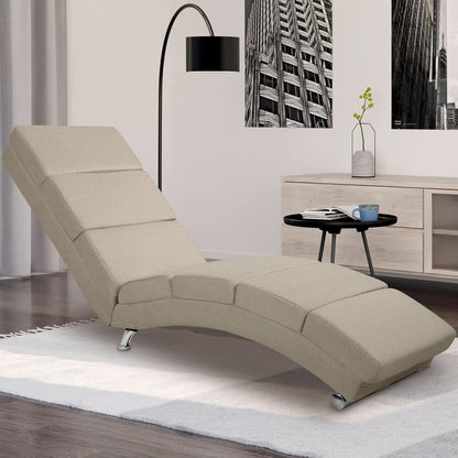 CASARIA London Relaxation Lounger XXL 186x89x55cm | Ergonomic Fabric Padded | 180kg Load Capacity | Living Room Office Furniture Indoor Chaise Longue Chair Seat | Beige Fabric - QUORE