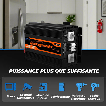 EDECOA 12 V 230 V omvormer, 3500 W/7000 W, 12 V naar 230 V, zuivere sinusgolf, omvormer met wifi-module, ondersteuning voor app-functies met 1 USB-poort en 1 PD-aansluiting